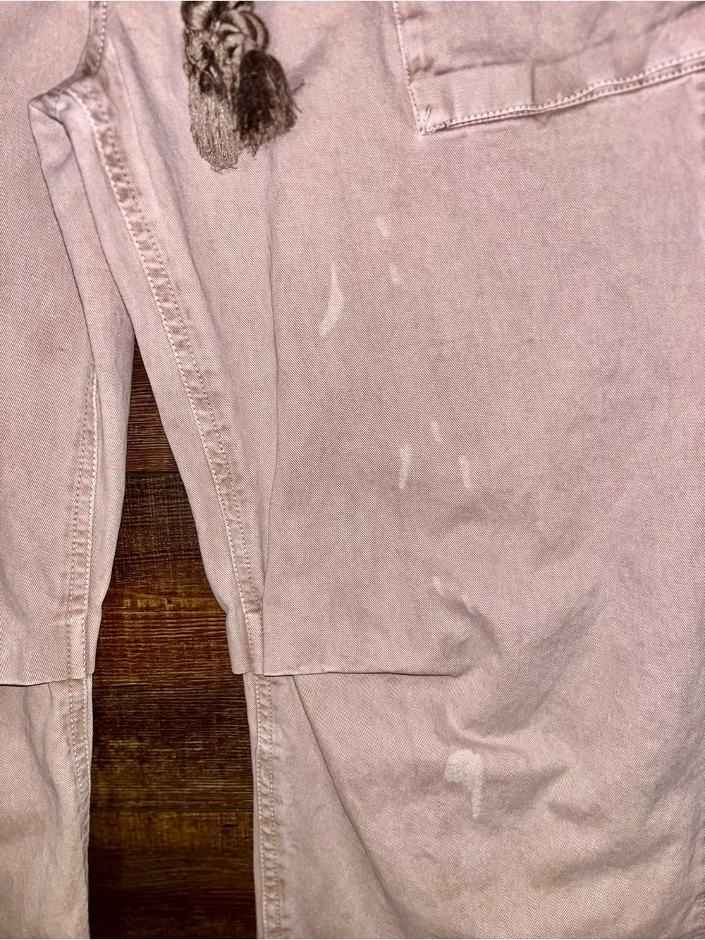 Free People Blush Pink Cropped Cargo Jeans with Braided Belt